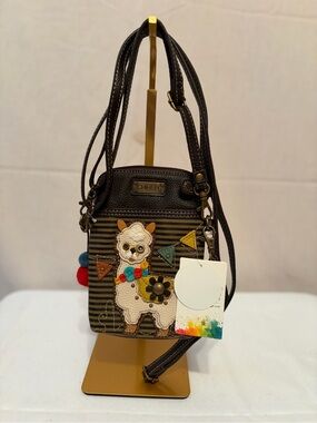 NWT Chala Brown Striped Crossbody with Llama Applique